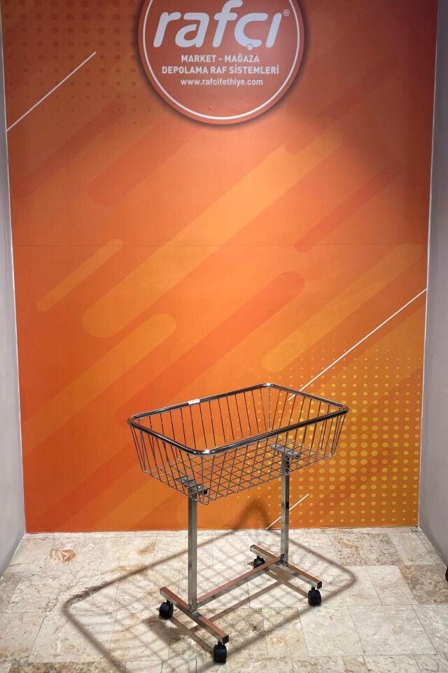 60X80 Krom Tekerlekli Sepet